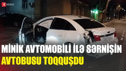 Minik avtomobili ilə sərnişin avtobusu toqquşdu, qadın xəsarət aldı - RTV